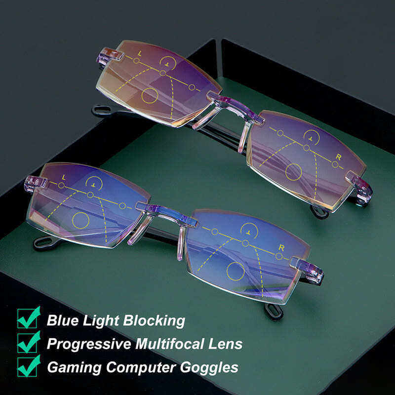 New TAILEDEN Diamond-cut Bifocal Progressive And Anti-Blue Eyewear Ultralight Reading Glasses