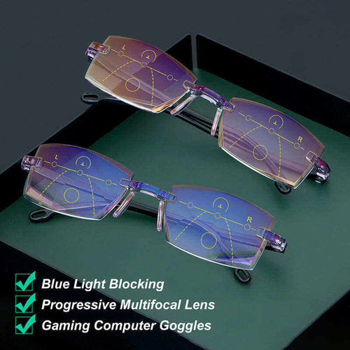 New TAILEDEN Diamond-cut Bifocal Progressive And Anti-Blue Eyewear Ultralight Reading Glasses